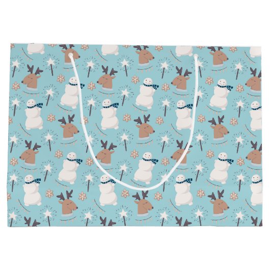 雪だるまとトナカイ ラージペーパーバッグ (裏面)