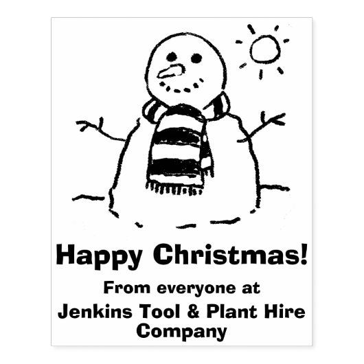 雪だるまとハッピークリスマスメッセージ！ ラバースタンプ (インプリント)