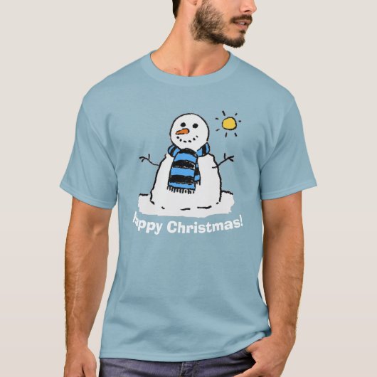 雪だるまとハッピークリスマス! Tシャツ (正面)