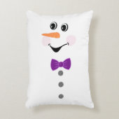 雪だるまとパープルボウタイブラックバッファロー アクセントクッション (正面(垂直))