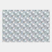雪だるまとピネコーンオンスノードブルー ラッピングペーパーシート (正面)