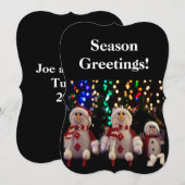 雪だるまとファミリオーナメントオンツリーフラットカード (正面/裏面)