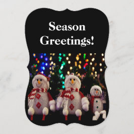 雪だるまとファミリオーナメントオンツリーフラットカード