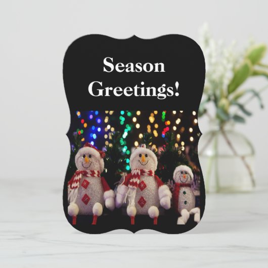 雪だるまとファミリオーナメントオンツリーフラットカード (スタンド正面)