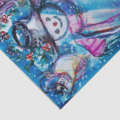 雪だるまとフクロウ，冬の季節，クリスマス 薄葉紙 (詳細)