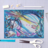 雪だるまとフクロウ，冬の季節，クリスマス 薄葉紙 (クラフト)