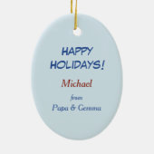 雪だるまとフレンズレトロクリスマス セラミックオーナメント (裏面)