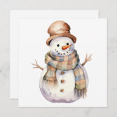 雪だるまとブラウンハットクリスマス シーズンカード (正面/裏面)