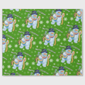 雪だるまとブリキのクリスマスラッピング紙 ラッピングペーパー (フラット)