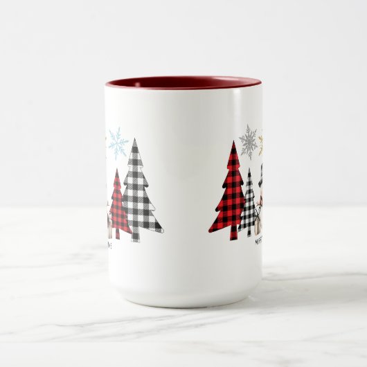雪だるまとプレイドクリスマスツリー – Cozy Winter sip マグカップ (中央)