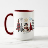 雪だるまとプレイドクリスマスツリー – Cozy Winter sip マグカップ (左)