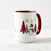 雪だるまとプレイドクリスマスツリー – Cozy Winter sip マグカップ (正面右)