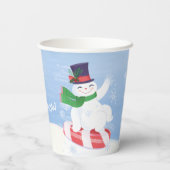 雪だるまとペパーミントブルー紙カップ 紙コップ (裏面)