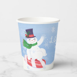 雪だるまとペパーミントブルー紙カップ 紙コップ