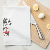 雪だるまとペンギンで雪を降らせる キッチンタオル (四つ折り)