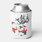 雪だるまとペンギンで雪を降らせる 缶クーラー (缶正面)