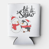 雪だるまとペンギンで雪を降らせる 缶クーラー (正面)