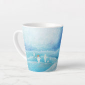雪だるまとペンギンのイラスト カフェラテマグ (左アングル)