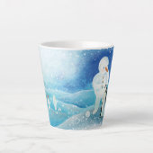 雪だるまとペンギンのイラスト カフェラテマグ (正面)