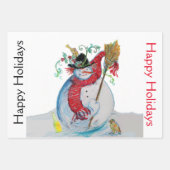 雪だるまとペンギンのセレナードクリスマスラッピング ラッピングペーパーシート (正面2)