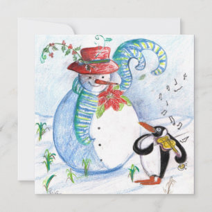 雪だるまとペンギンの冬のセレナーデ シーズンカード