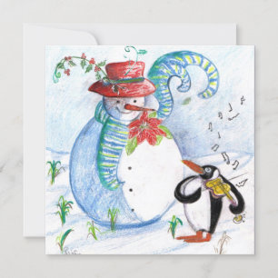 雪だるまとペンギンの冬のセレナード シーズンカード