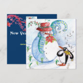 雪だるまとペンギンの冬のセレナード シーズンカード (正面/裏面)