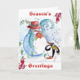 雪だるまとペンギンの冬のセレナード シーズンカード
