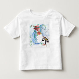 雪だるまとペンギンの冬のセレナード トドラーTシャツ