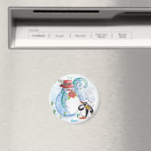 雪だるまとペンギンの冬のセレナード マグネット (インサイチュ (食洗機))