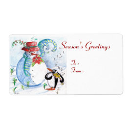雪だるまとペンギンの冬のセレナード ラベル