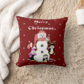 雪だるまとペンギンクリスマス クッション (ブランケット)