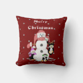 雪だるまとペンギンクリスマス クッション (正面)