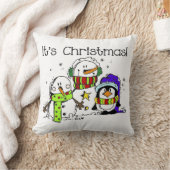 雪だるまとペンギンクリスマス クッション (ブランケット)