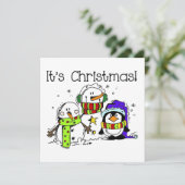 雪だるまとペンギンクリスマス シーズンカード (スタンド正面)