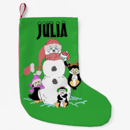 雪だるまとペンギンクリスマス スモールクリスマスストッキング