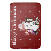 雪だるまとペンギンクリスマス バスマット (正面縦)