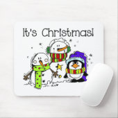 雪だるまとペンギンクリスマス マウスパッド (マウス)
