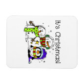 雪だるまとペンギンクリスマス マグネット (横)