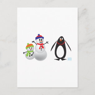 雪だるまとペンギン ポストカード