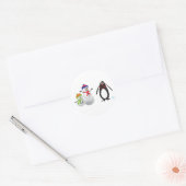 雪だるまとペンギン ラウンドシール (封筒)
