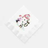 雪だるまとペンギン 縁ありランチョンナプキン (角)