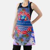 雪だるまとホリーベリーとYOUR NAME on BLUE エプロン (インサイチュ)