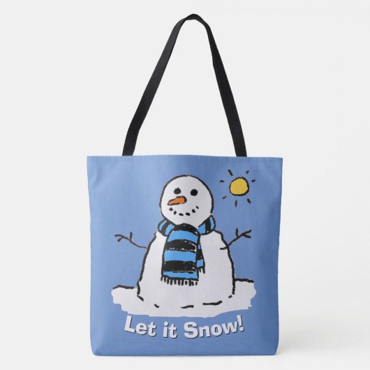 雪だるまとメッセージ – Let it Snow! トートバッグ (正面)