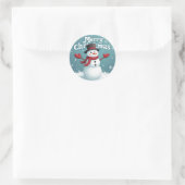 雪だるまとメリークリスマス ラウンドシール (バッグ)