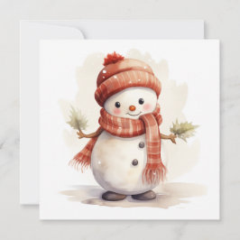 雪だるまとレッドハットのクリスマス シーズンカード