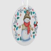 雪だるまとレッドバードリースキッズ オーナメント (正面)