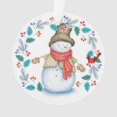 雪だるまとレッドバードリースキッズ オーナメント (正面)