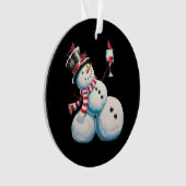 雪だるまとワインクリスマスおもしろいクリスマスギフト オーナメント (正面)