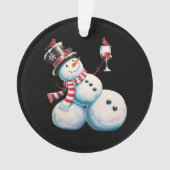 雪だるまとワインクリスマスおもしろいクリスマスギフト オーナメント (正面)